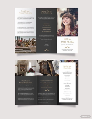 Printable Acknowledgment Funeral Tri-Fold Brochure Template