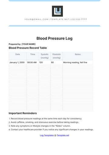 Free Blood Pressure Log Template to Edit Online