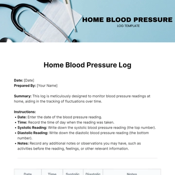 Free Home Blood Pressure Log Template to Edit Online