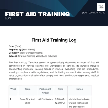 Free First Aid Log Template to Edit Online