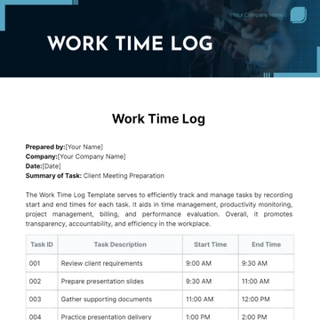 Free Work Time Log Template to Edit Online