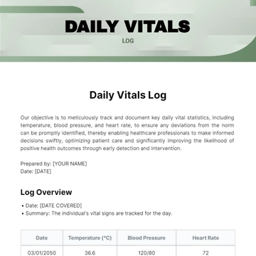 Free Daily Vitals Log Template to Edit Online