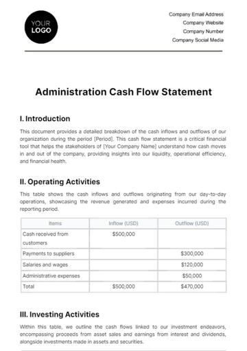 Free Administration Cash Flow Statement Template to Edit Online