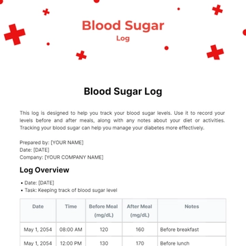 Free Blood Sugar Log Template to Edit Online