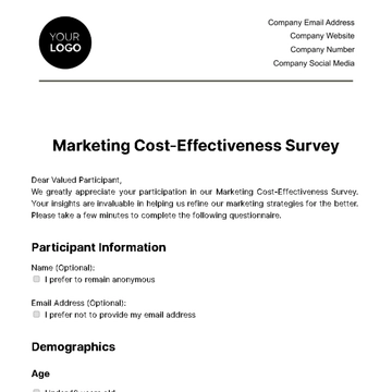 Free Marketing Cost-effectiveness Survey Template to Edit Online