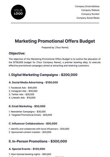 Free Marketing Promotional Offers Budget Template to Edit Online