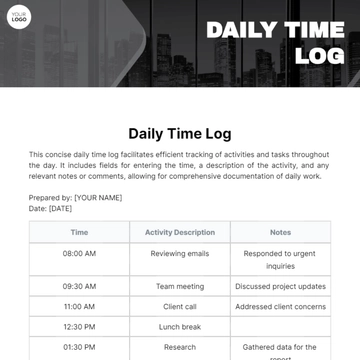 Free Daily Time Log Template to Edit Online