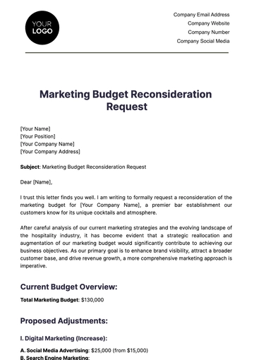 Free Marketing Budget Reconsideration Request Template to Edit Online