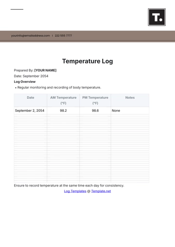 Free Temperature Log Template to Edit Online