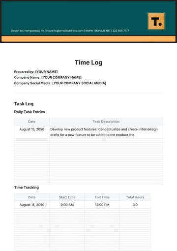 Free Time Log Template to Edit Online