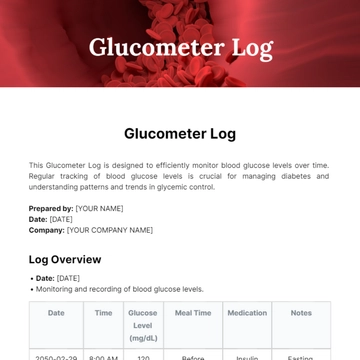 Free Glucometer Log Template to Edit Online