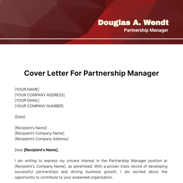 Free Cover Letter For Partnership Manager Template to Edit Online