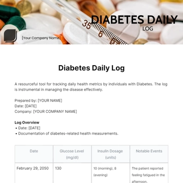 Free Diabetes Daily Log Template to Edit Online