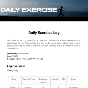Free Daily Exercise Log Template to Edit Online