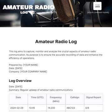 Free Amateur Radio Log Template to Edit Online