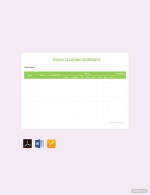 House Cleaning Schedule Template