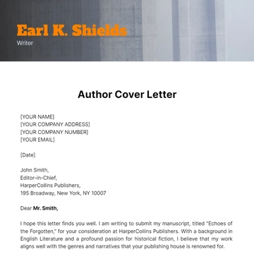 Free Author Cover Letter Template to Edit Online