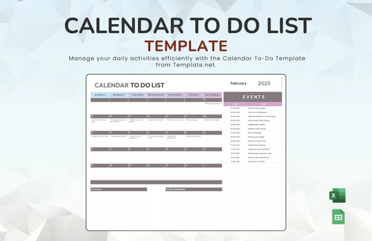 Calendar To Do List Template