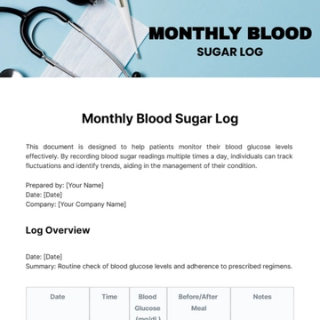 Free Monthly Blood Sugar Log Template to Edit Online
