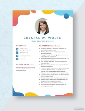 Media Relations Director Resume