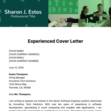 Free Experienced Cover Letter design Template to Edit Online