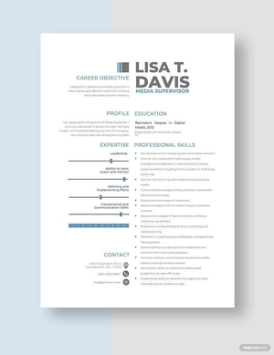Media Supervisor Resume
