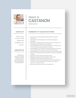 Food Auditor Resume