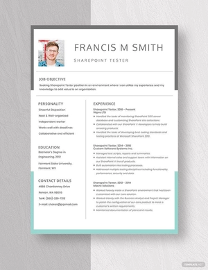 SharePoint Tester Resume