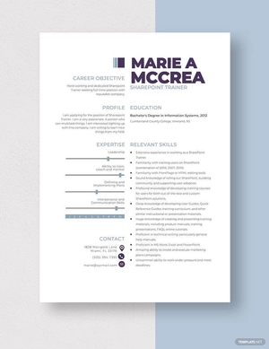 SharePoint Trainer Resume