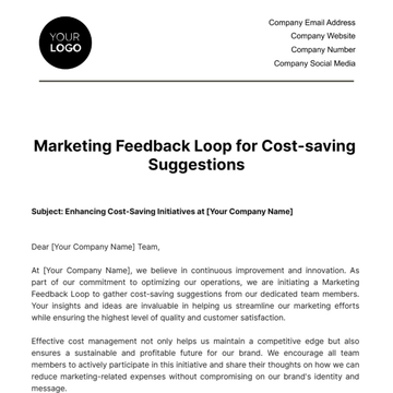 Free Marketing Feedback Loop for Cost-saving Suggestions Template to Edit Online