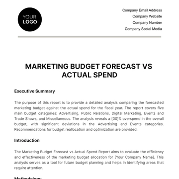 Free Marketing Budget Forecast vs Actual Spend Template to Edit Online