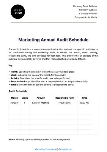 Free Marketing Annual Audit Schedule Template to Edit Online