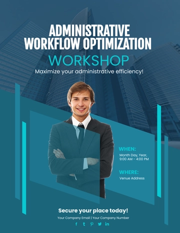 Free Administrative Workflow Optimization Workshop Flyer Template to Edit Online