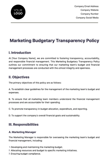Free Marketing Budgetary Transparency Policy Template to Edit Online