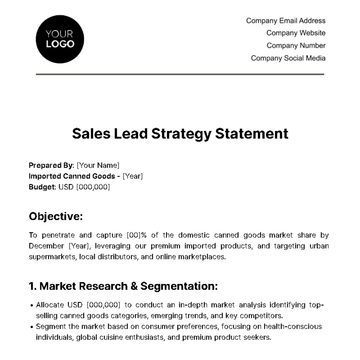 Free Sales Lead Strategy Statement Template to Edit Online
