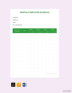 Monthly Employee Schedule Template