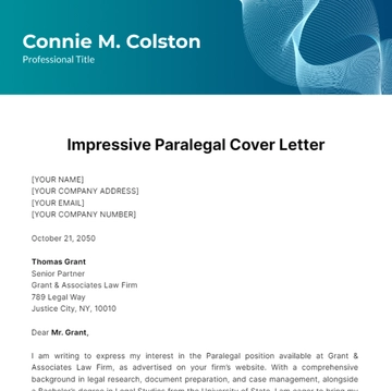 Free impressive paralegal cover letter Template to Edit Online