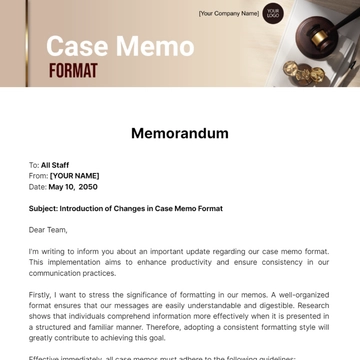 Free Case Memo Format to Edit Online