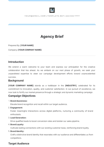 Free Agency Brief Template to Edit Online