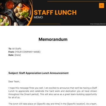 Free Staff Lunch Memo to Edit Online