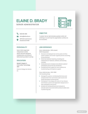Server Administrator Resume