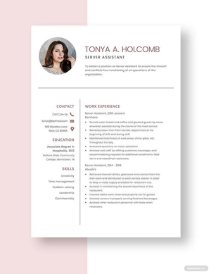 Server Assistant Resume