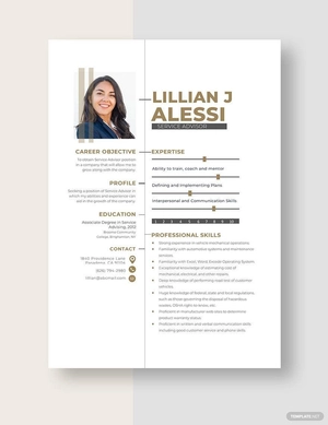 Service Advisor Resume