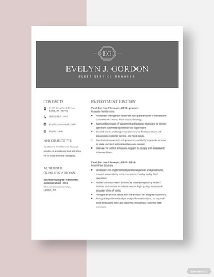 Fleet Service Manager Resume