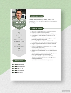 Food & Beverage Director Resume