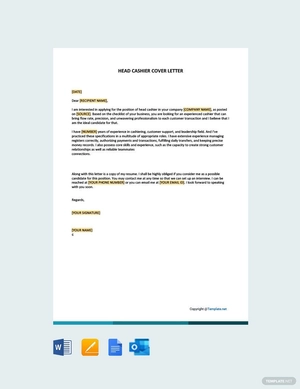 Head Cashier Cover Letter