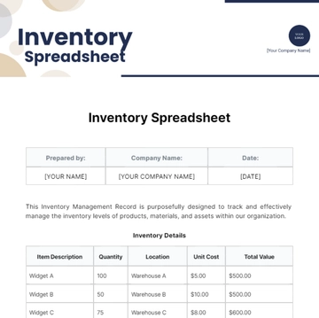 Free Inventory Spreadsheet Template to Edit Online