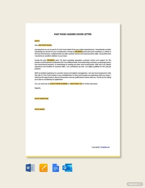 Fast Food Cashier Cover Letter Template