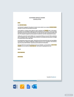 Customer Service Cashier Cover Letter Template