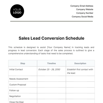 Free Sales Lead Conversion Schedule Template to Edit Online
